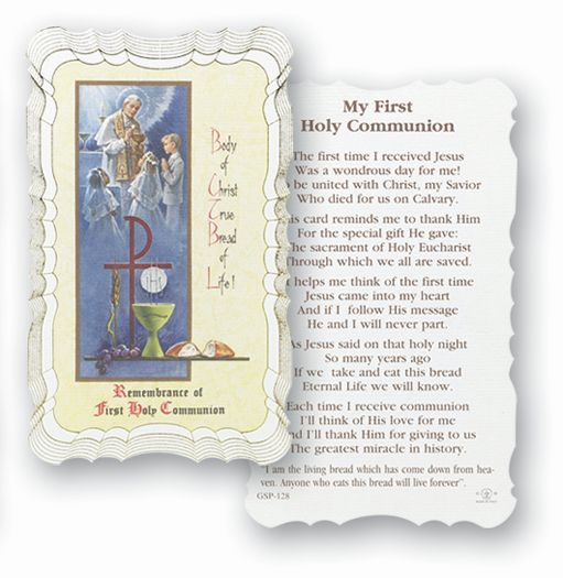 My First Holy Communion Catholic Prayer Holy Card with Prayer on Back, Pack of 50