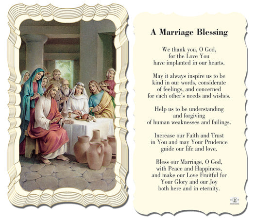 Marriage Blessing Catholic Prayer Holy Card with Prayer on Back, Pack of 50