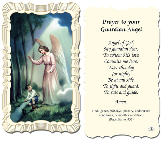 Guardian Angel Catholic Prayer Holy Card with Prayer on Back, Pack of 50