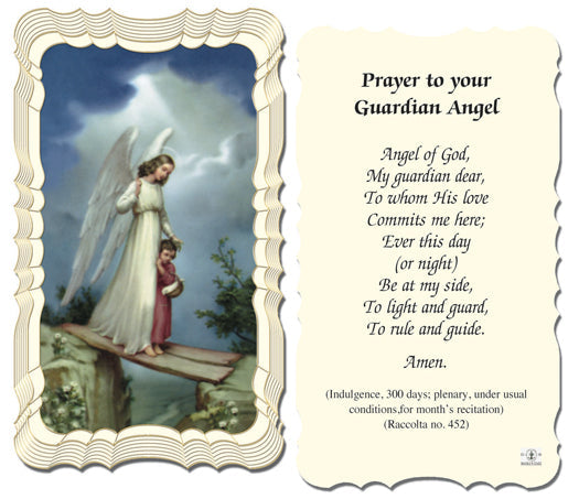 Guardian Angel Catholic Prayer Holy Card with Prayer on Back, Pack of 50