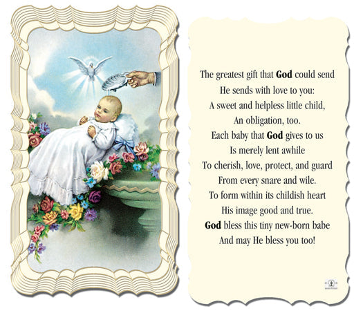 Baptism Catholic Prayer Holy Card with Prayer on Back, Pack of 50