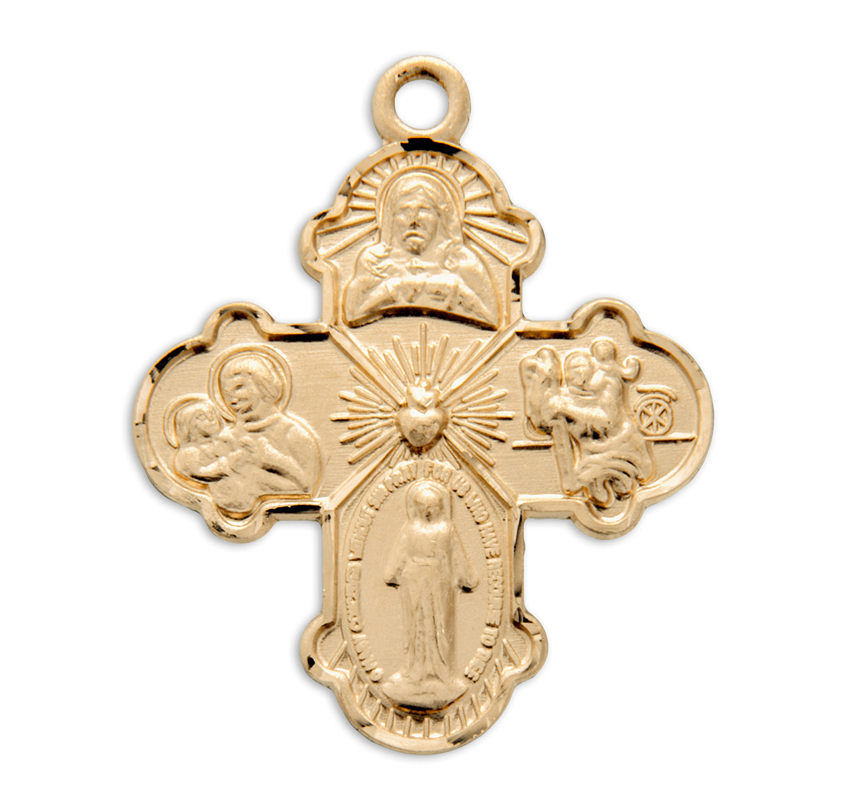 Extel Gold Catholic 4-Way Medal Cross Necklace Gift