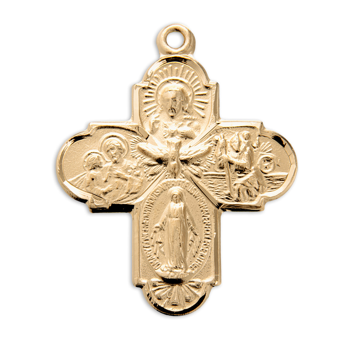 Extel Gold Catholic 4-Way Medal Cross Cruciform Necklace