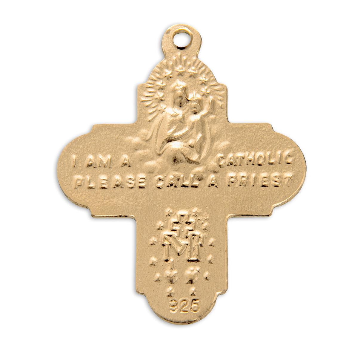 Extel Gold Catholic 4-Way Medal Cross Cruciform Necklace