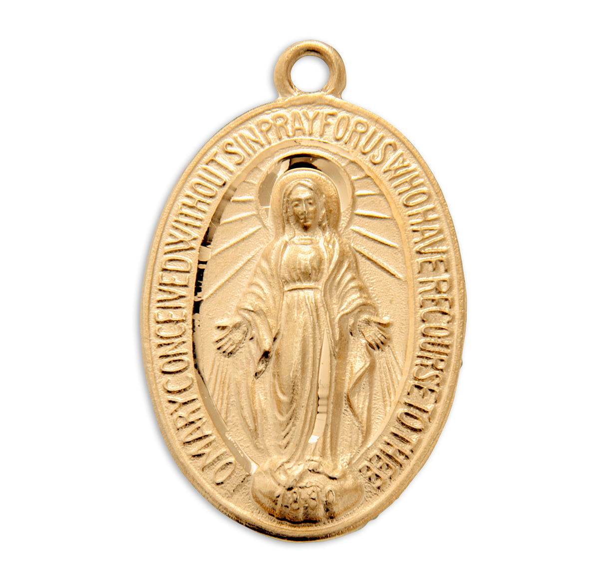 Gold Miraculous Medal Pendant Necklace, Made in USA Design