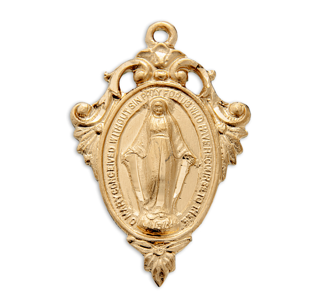 Gold Miraculous Medal Pendant Necklace Made in USA 20 Inch