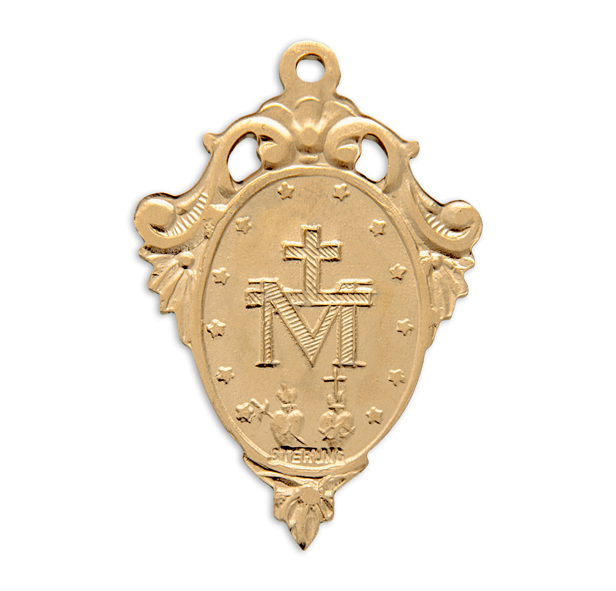 Gold Miraculous Medal Pendant Necklace Made in USA 20 Inch