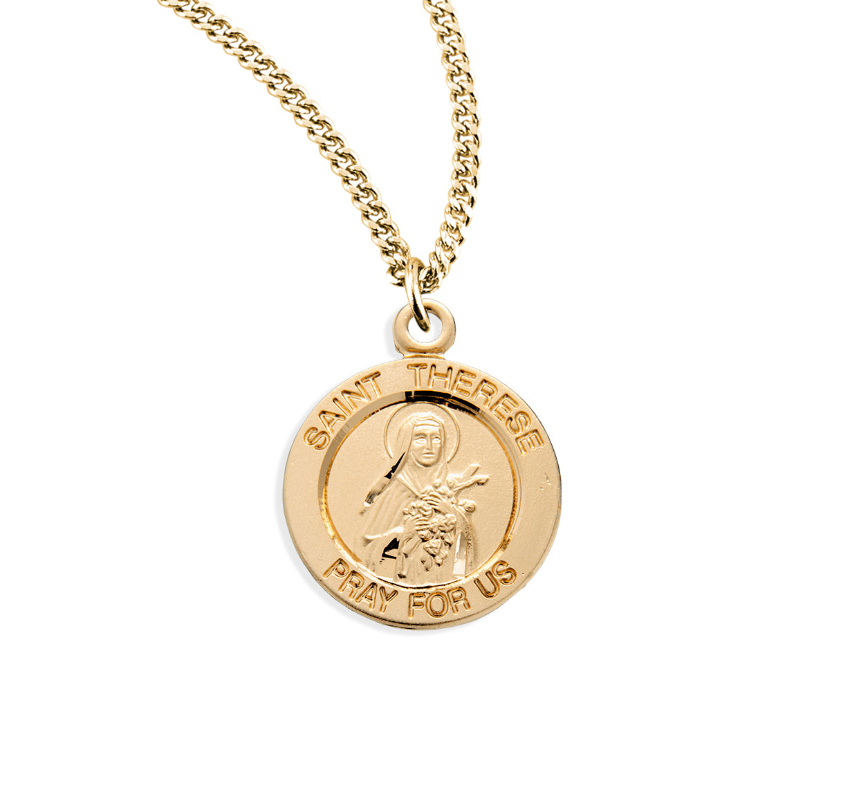 St. Therese of Lisieux Gold Medal Necklace