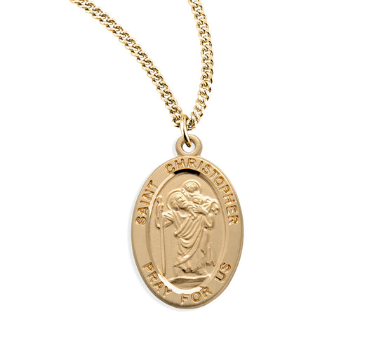 St. Christopher 16k Yellow Gold Medal Necklace