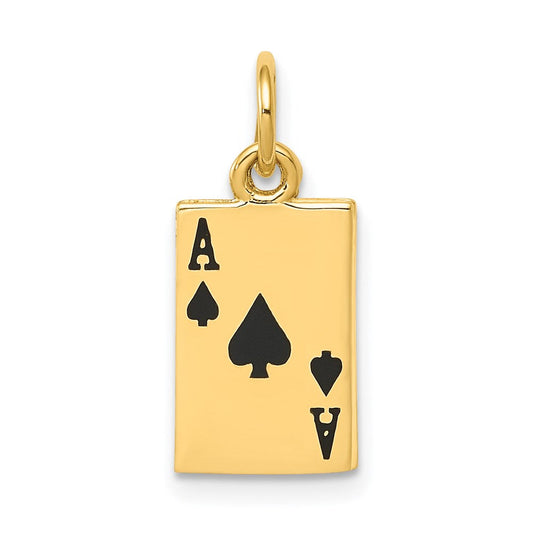 Extel Medium 14k Gold Enameled Ace of Spades Card Charm, Made in USA