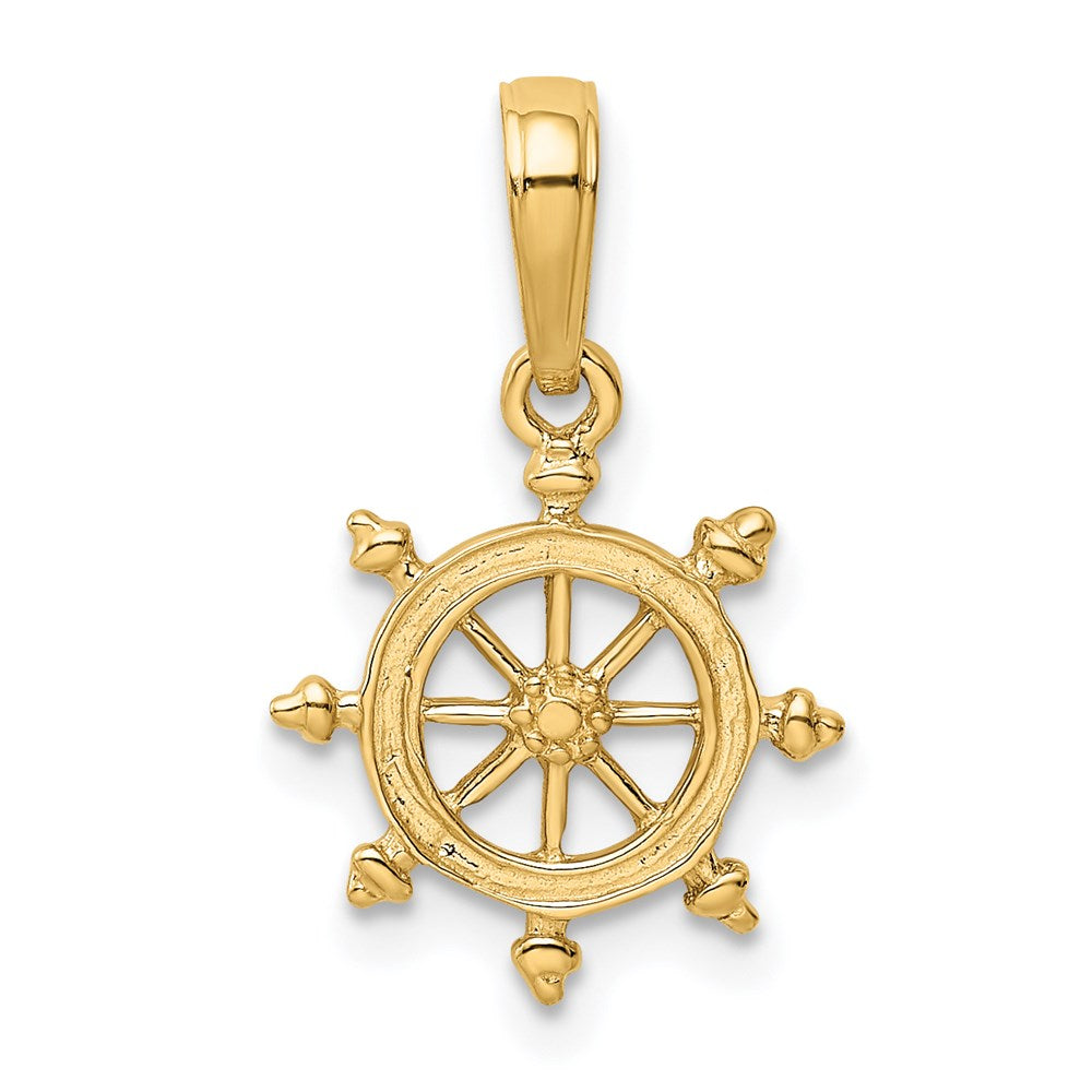 Extel Medium 14k Gold Ship Wheel Pendant Made in USA