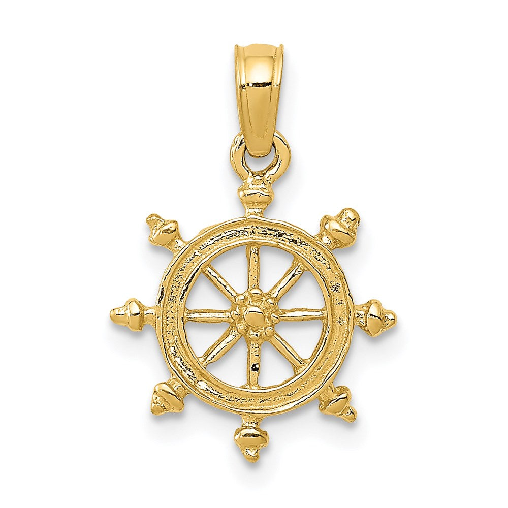 Extel Medium 14k Gold Ship Wheel Pendant Made in USA