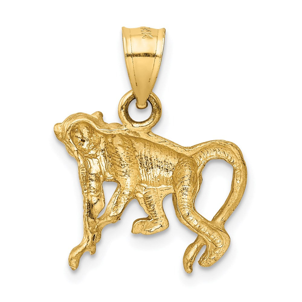 Extel Medium 14k Gold Diamond-Cut Monkey Pendant Made in USA