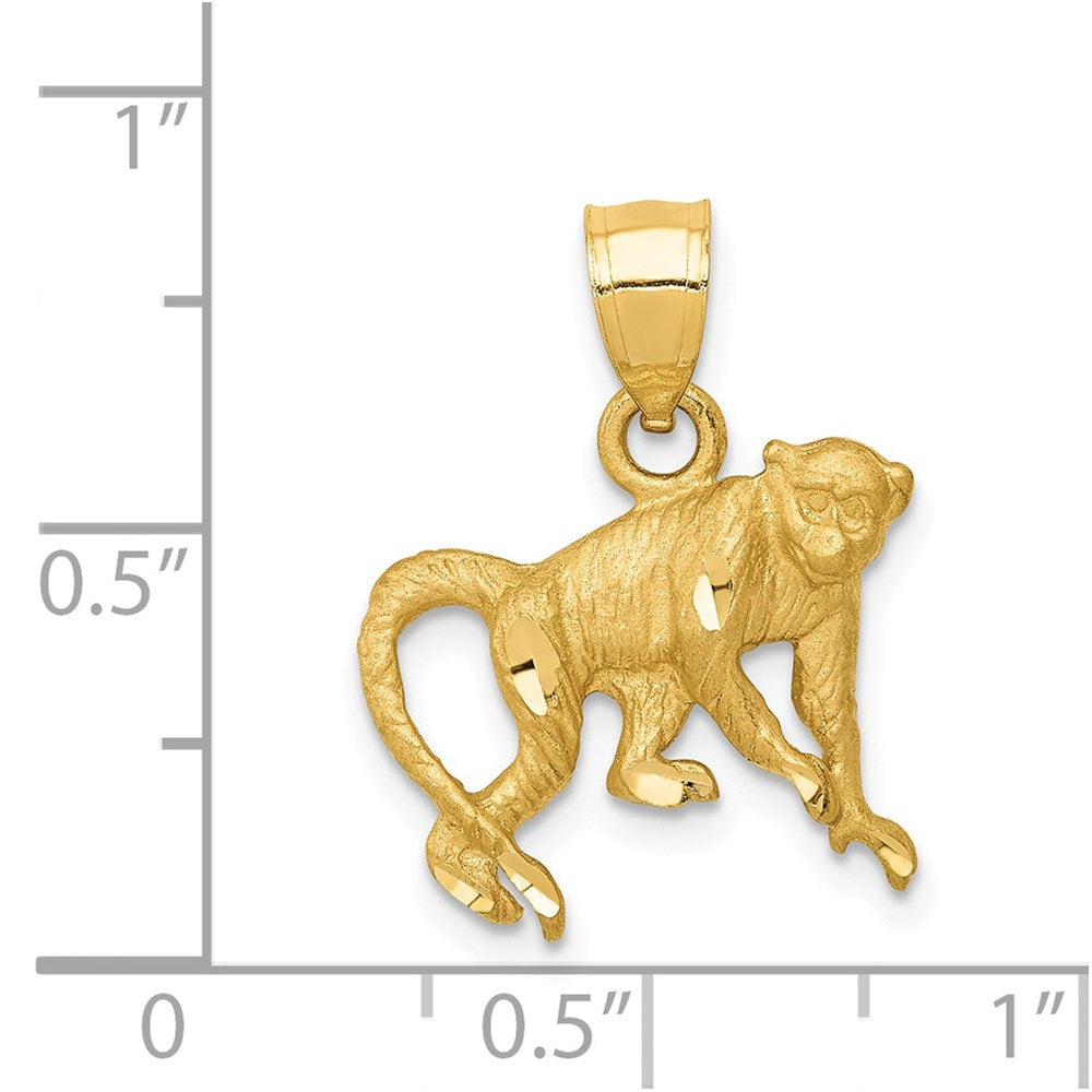 Extel Medium 14k Gold Diamond-Cut Monkey Pendant Made in USA