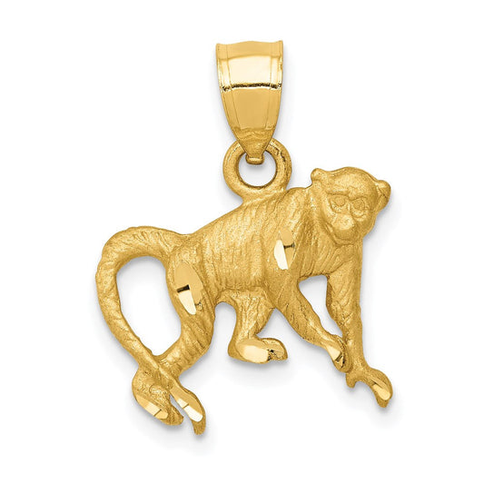 Extel Medium 14k Gold Diamond-Cut Monkey Pendant Made in USA