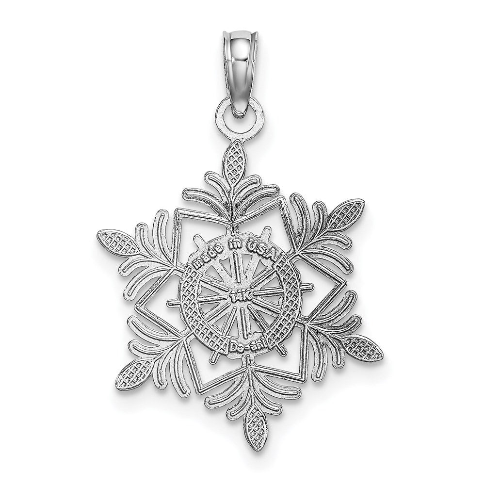 Extel Medium 14k White Gold Snowflake Pendant Made in USA