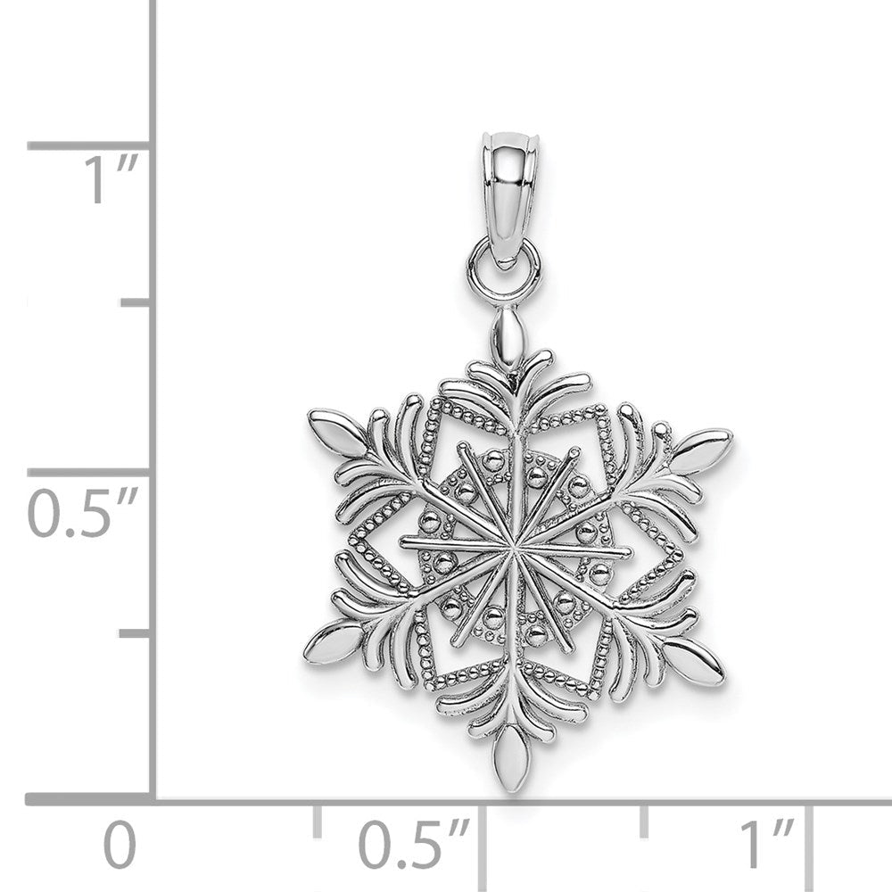 Extel Medium 14k White Gold Snowflake Pendant, Made in USA