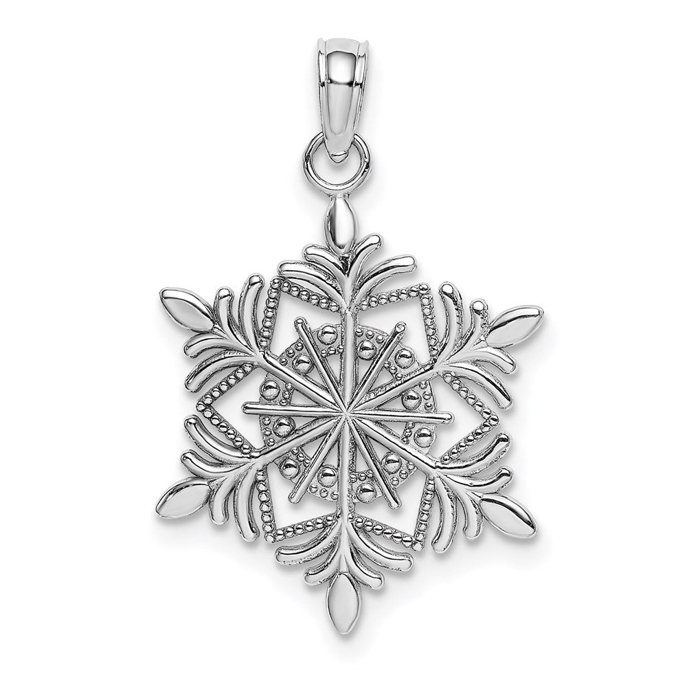 Extel Medium 14k White Gold Snowflake Pendant Made in USA