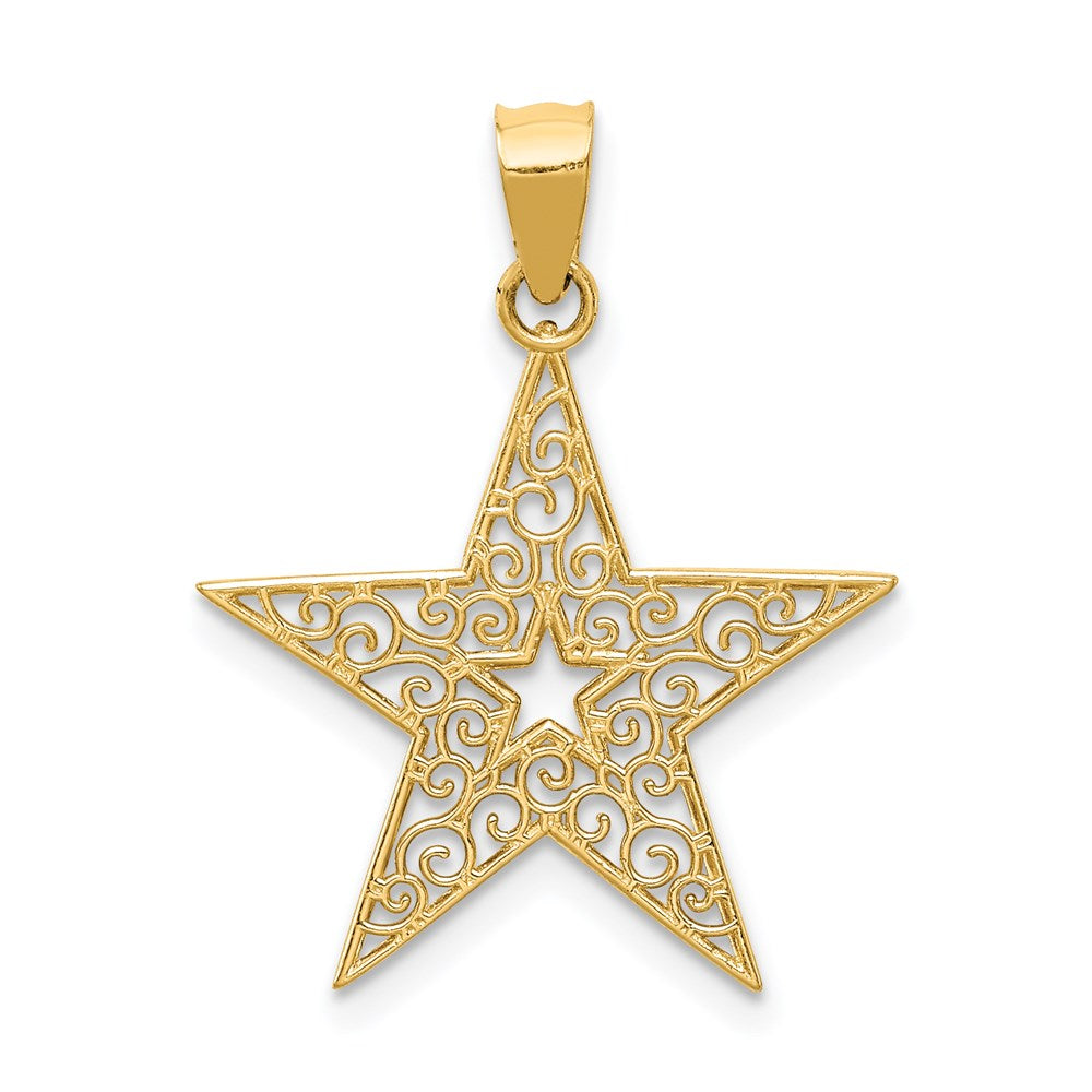 Extel Medium 14k Gold Filigree Star Pendant Made in USA
