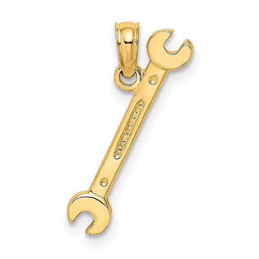 Extel Medium 14k Gold 3-D DOUBLE OPEN-ENDED WRENCH Charm, Made in USA