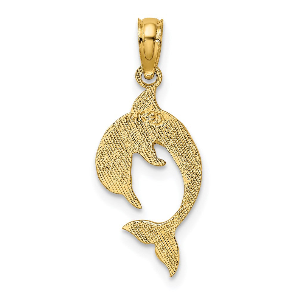 Extel Medium 14k Gold Flat Polished Dolphin Charm Made in USA