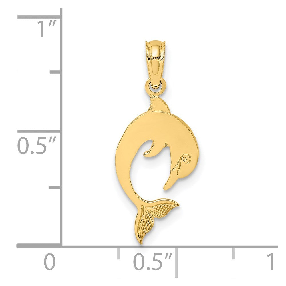 Extel Medium 14k Gold Flat Polished Dolphin Charm Made in USA