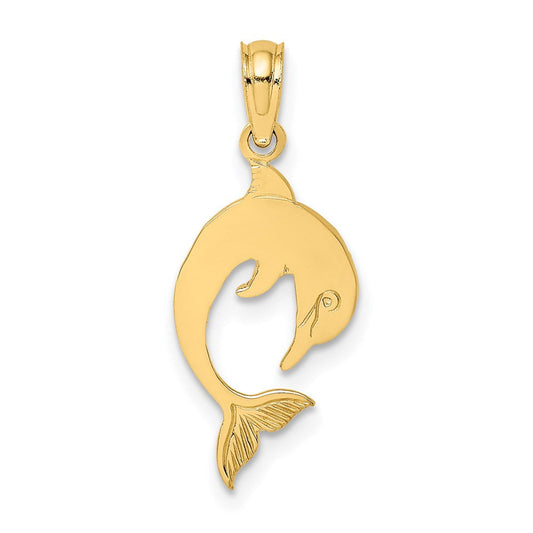 Extel Medium 14k Gold Flat Polished Dolphin Charm Made in USA