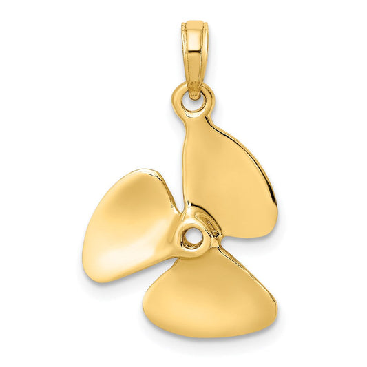 Extel Medium 14k Gold 3-D Polished Propeller Charm Made in USA