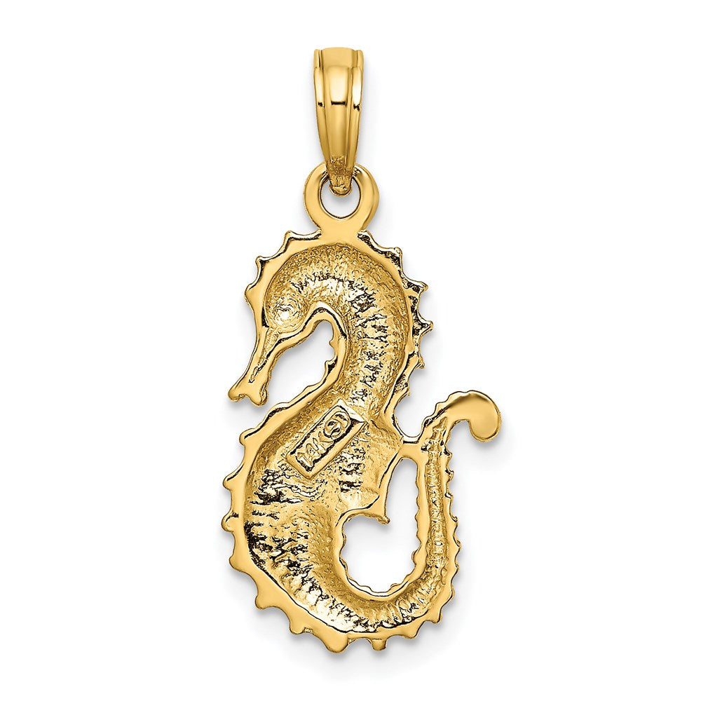 Extel Medium 14k Gold Textured 2-D Seahorse Charm, Made in USA