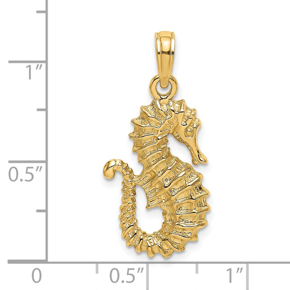 Extel Medium 14k Gold Textured 2-D Seahorse Charm, Made in USA