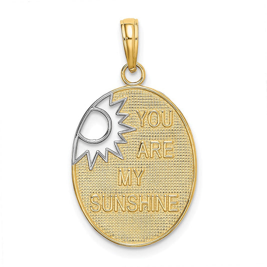 Extel Large 14k with Rhodium YOU ARE MY SUNSHINE with Cut-out Sun Charm