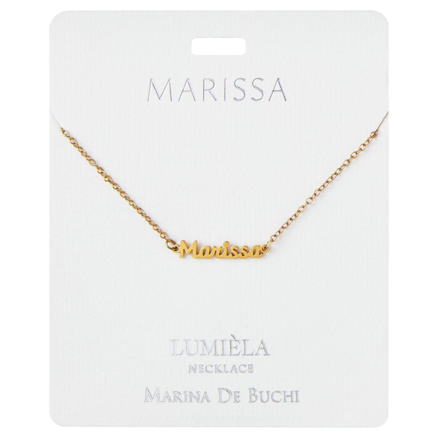 Lumiela Personalized Nameplate Caitlin Necklace in Gold Tone