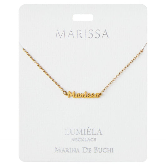 Lumiela Personalized Nameplate Rebecca Necklace in Gold Tone