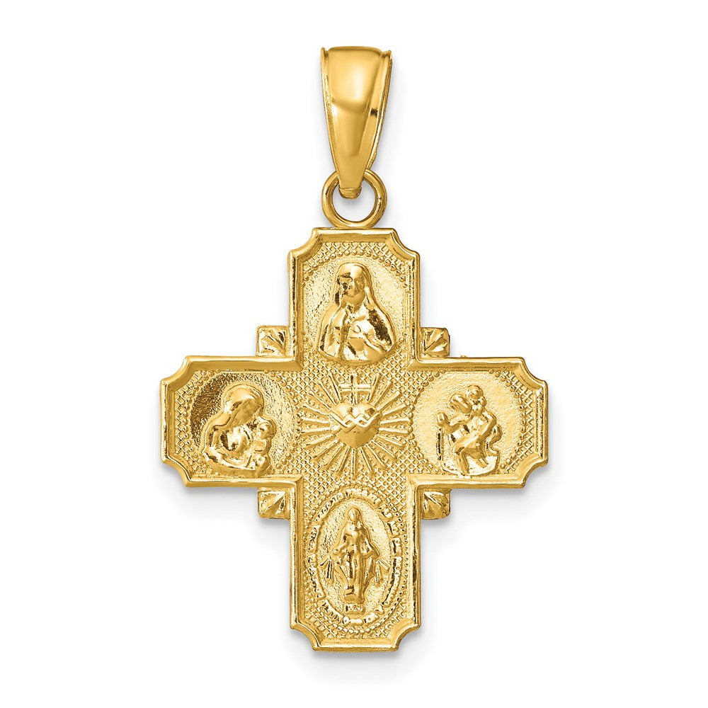 Extel Large 14k Catholic Four Way Medal Pendant Charm