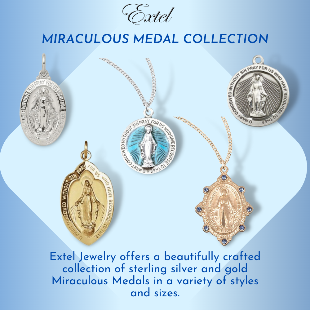 Extel Large Sterling Silver Religious Catholic Medal Charm