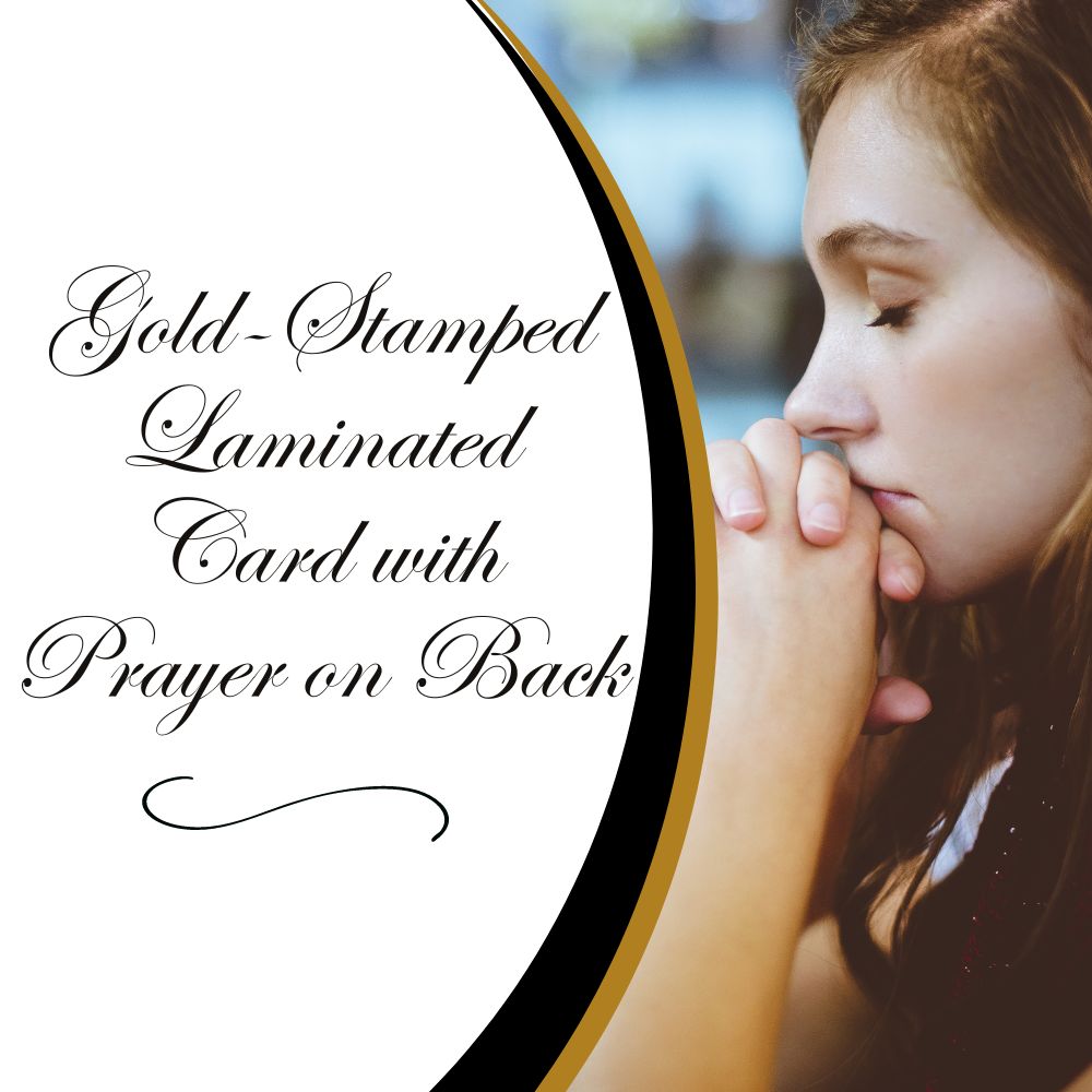St. Barbara Prayer Biography Gold-Stamped Laminated Catholic Prayer Holy Card with Prayer on Back, Pack of 25