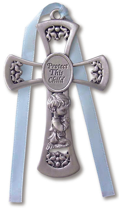 Small Protect this Child Pewter Baby Cross