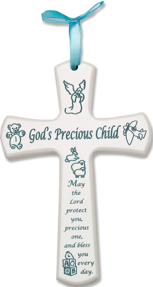Medium God's Precious Child Wood Baby Cross