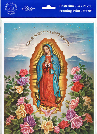 Our Lady of Guadalupe with Roses Framing Print Wall Art Decor, Medium, Set of 3 prints