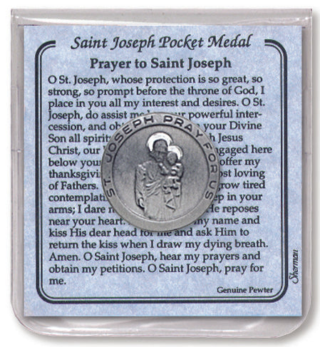Sherman St. Joseph Pewter Pocket Coin with Prayer Gift