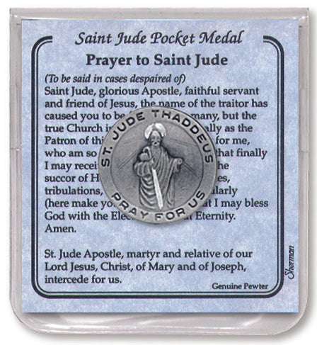 Sherman St. Jude Pewter Pocket Coin with Prayer Gift