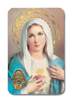 Immaculate Heart of Mary Laminated Prayer Card with Medal