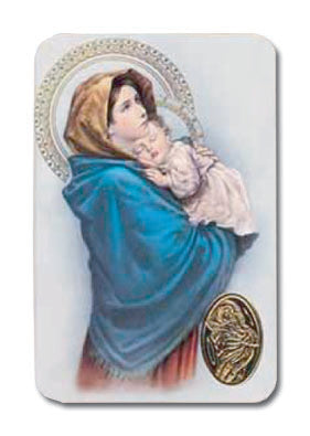 St. Aloysius Laminated Catholic Prayer Card with Medal Gift