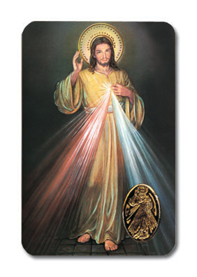 Chaplet of Divine Mercy Laminated Catholic Prayer Holy Card with Medal and Prayer on Back
