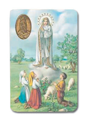 Our Lady of Fatima Laminated Holy Card with Medal Gift