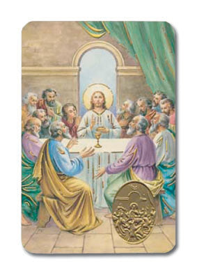 Apostles Creed Laminated Catholic Prayer Holy Card with Medal and Prayer on Back