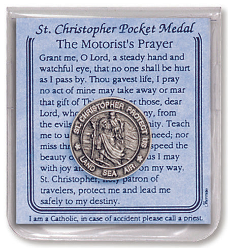 Sherman St. Christopher Pewter Pocket Coin with Prayer Token