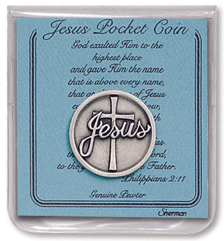 Sherman Jesus Pewter Pocket Coin With Prayer for Faith