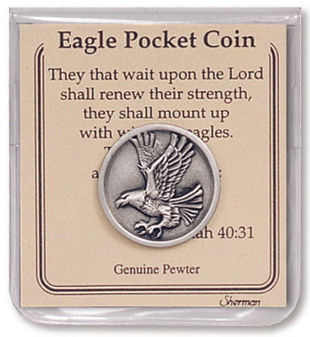Sherman Eagle Pewter Pocket Coin with Prayer Engraved