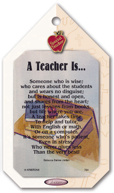 Sherman A Teacher Is Lapel Pin Verse Prayer Card Gift